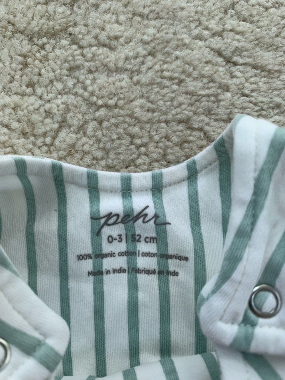 Pehr Size 0-3 Months Cream Nautral Organic Cotton Stripe Overalls Romper - Picture 3 of 6